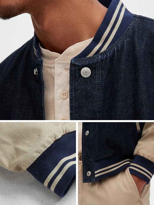Image number 2 showing, Gap Originals Denim Khaki Varsity Jacket