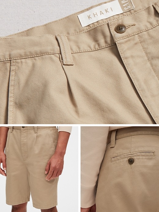 2 of 8 showing, with the color khaki of product Gap Originals 12" Pleated Khaki Shorts