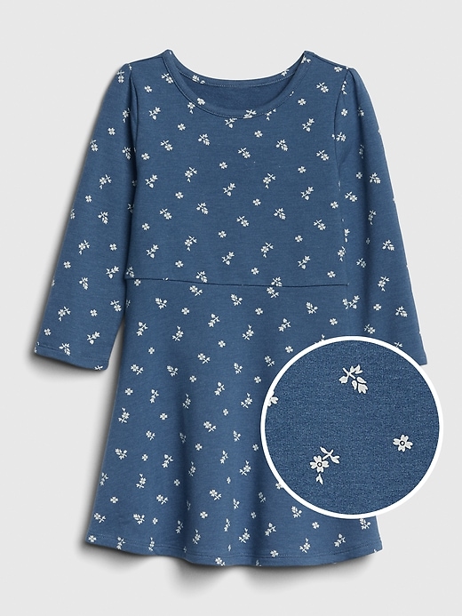 1 of 8 showing, with the color navy print of product Toddler Print Fit and Flare Dress