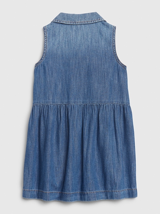 2 of 8 showing, with the color medium wash of product Toddler Sleeveless Denim Dress