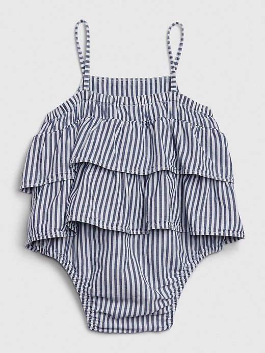 Image number 2 showing, Baby Striped Denim Bubble One-Piece