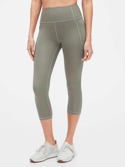 View large product image 1 of 1. GapFit High Rise Print Capris in Sculpt Revolution