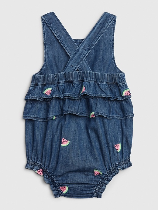 2 of 8 showing, with the color dark wash of product Baby Watermelon Bubble Denim One-Piece