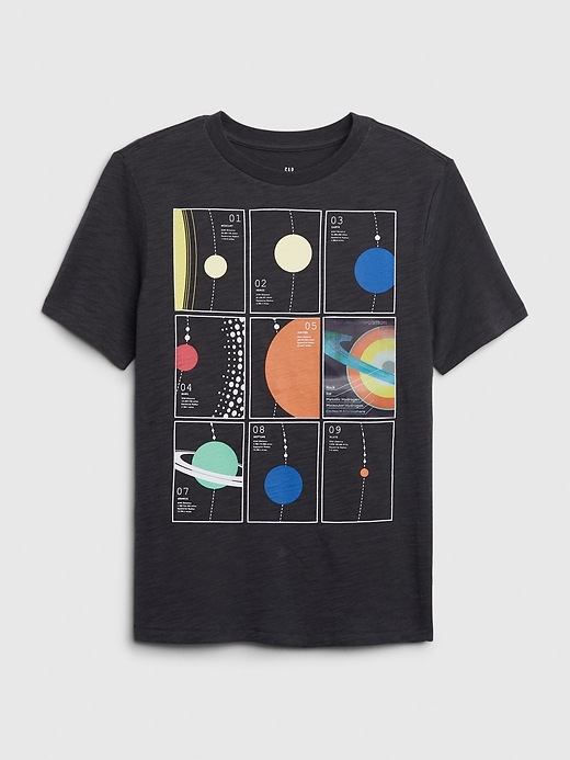 1 of 8 showing, with the color clean coal of product Kids Hologram Graphic T-Shirt