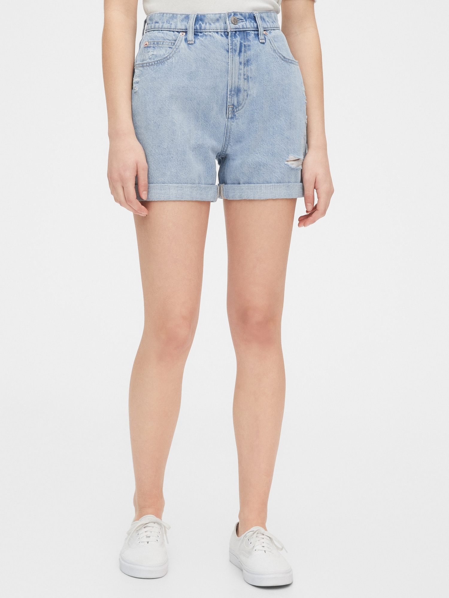 loose mom jean shorts