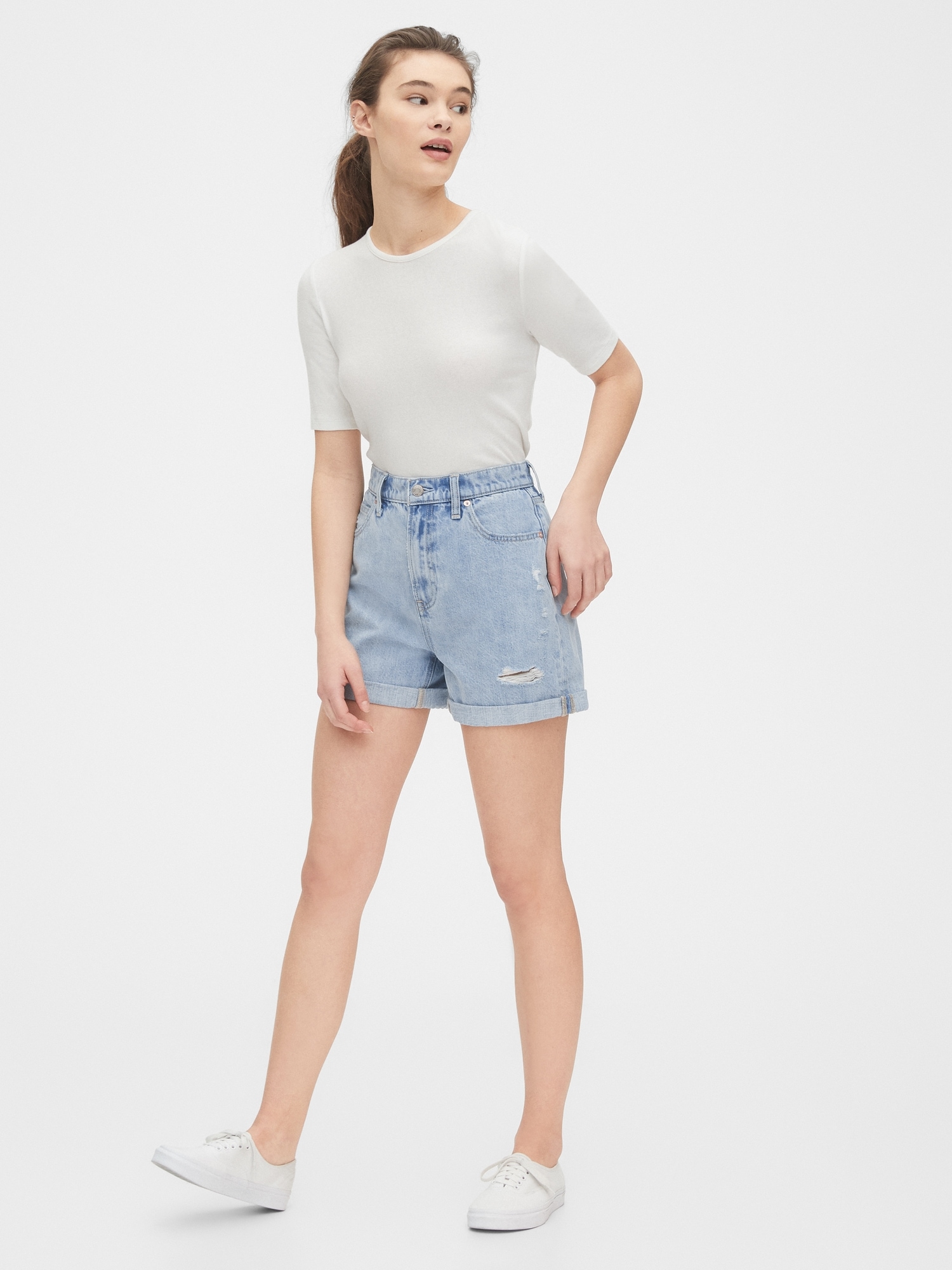 mom style jean shorts