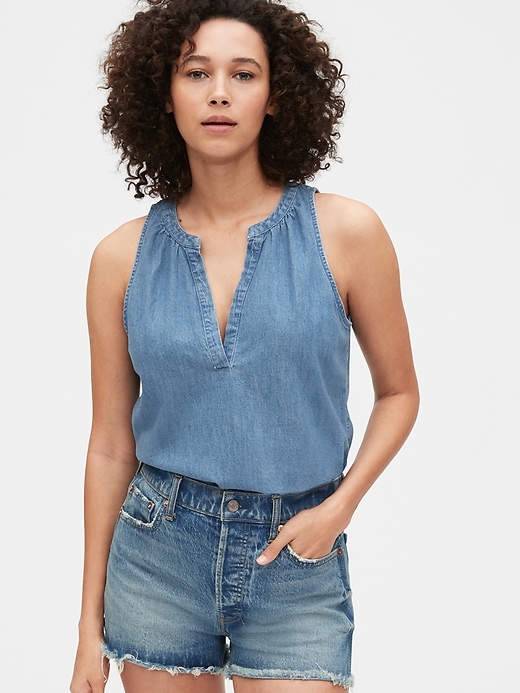 Image number 3 showing, Sleeveless Denim Top with Washwell&#153