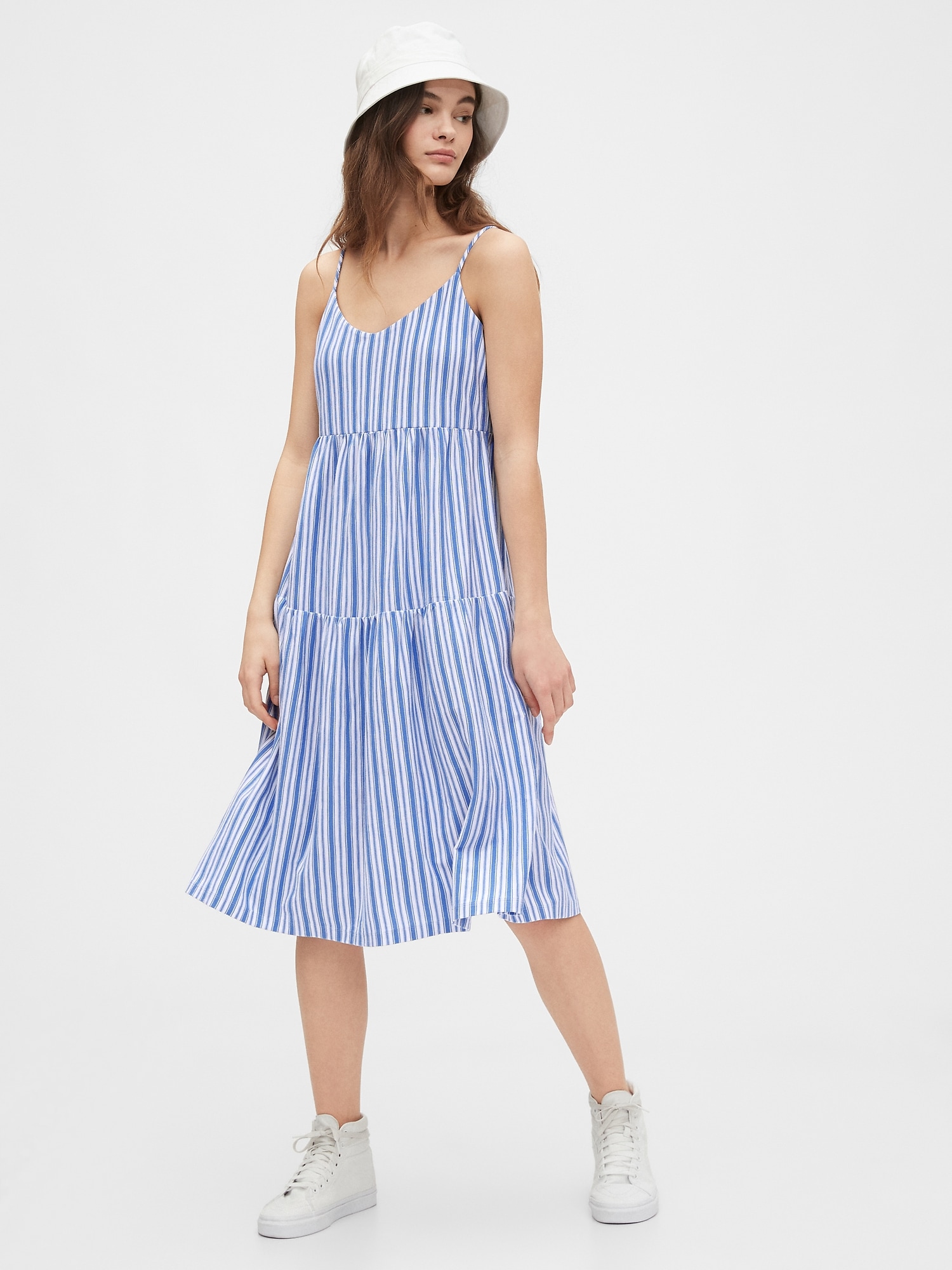 tiered cotton midi dress
