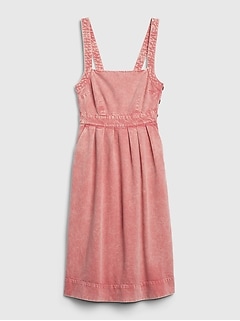 denim apron midi dress