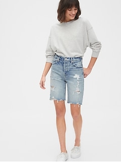 womens denim long shorts