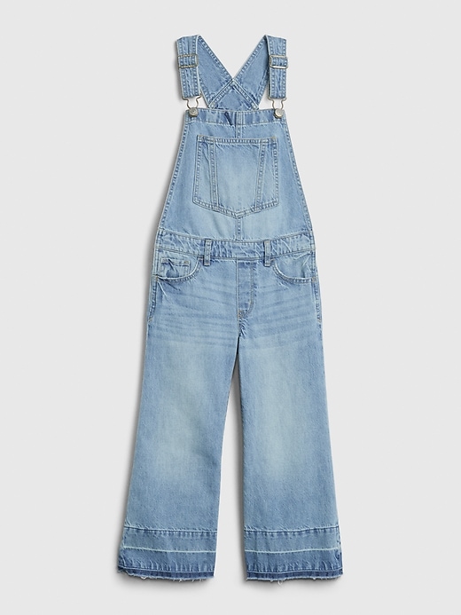 2 of 8 showing, with the color medium wash of product Kids Wide-Leg Overalls