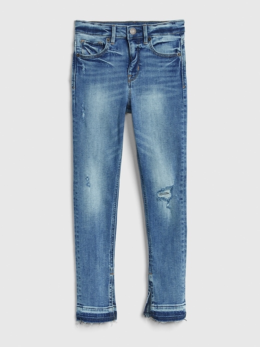 2 of 8 showing, with the color medium wash of product Kids High Rise Destructed Ankle Jeggings with Washwell™