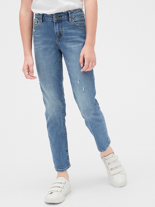 Image number 1 showing, Kids Distressed Straight Jeans with Stretch