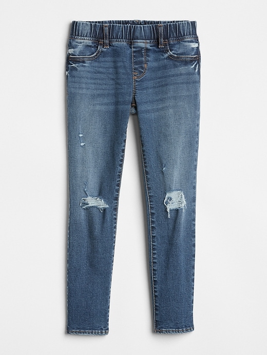 2 of 8 showing, with the color medium wash of product Kids Distressed Jeggings with Stretch