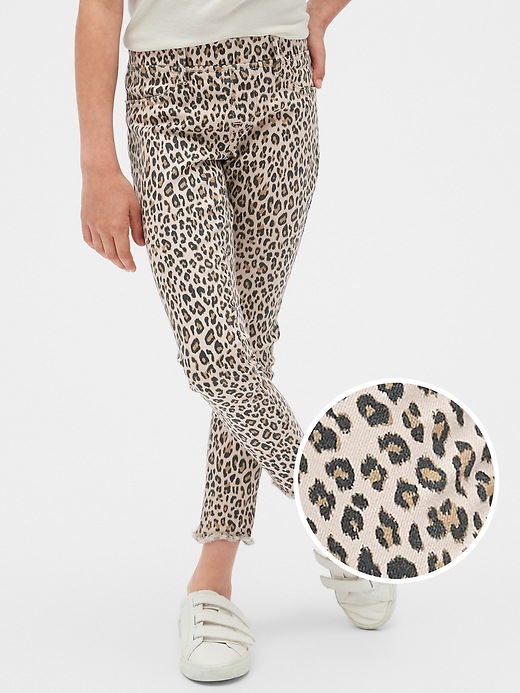 1 of 8 showing, with the color leopard print of product Kids Leopard Ankle Jeggings with Stretch