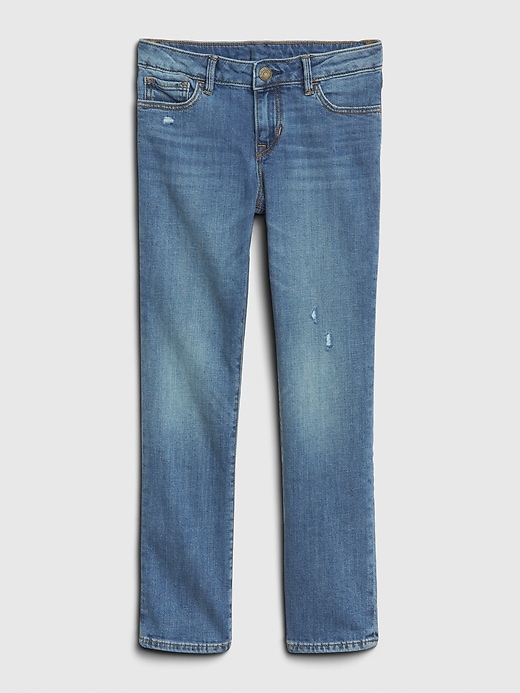 Image number 2 showing, Kids Distressed Straight Jeans with Stretch