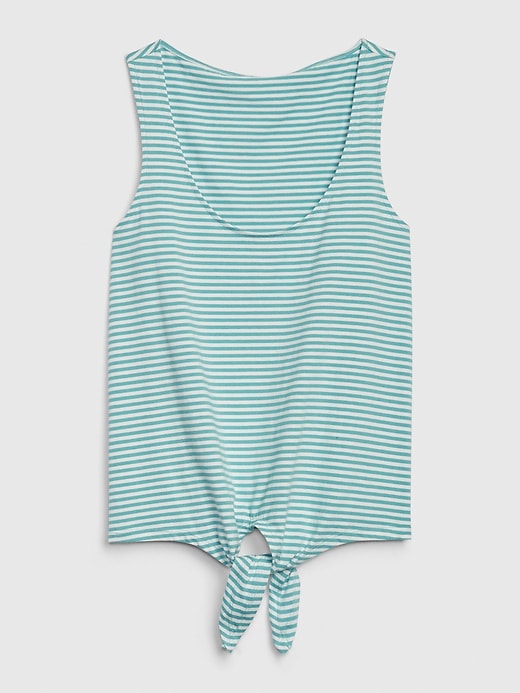 1 of 8 showing, with the color aqua blue stripe of product Tie-Front Tank Top