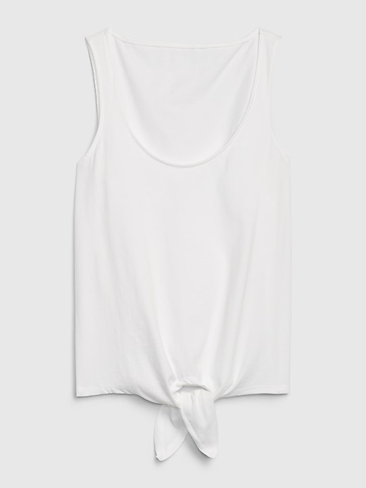 1 of 8 showing, with the color white of product Tie-Front Tank Top