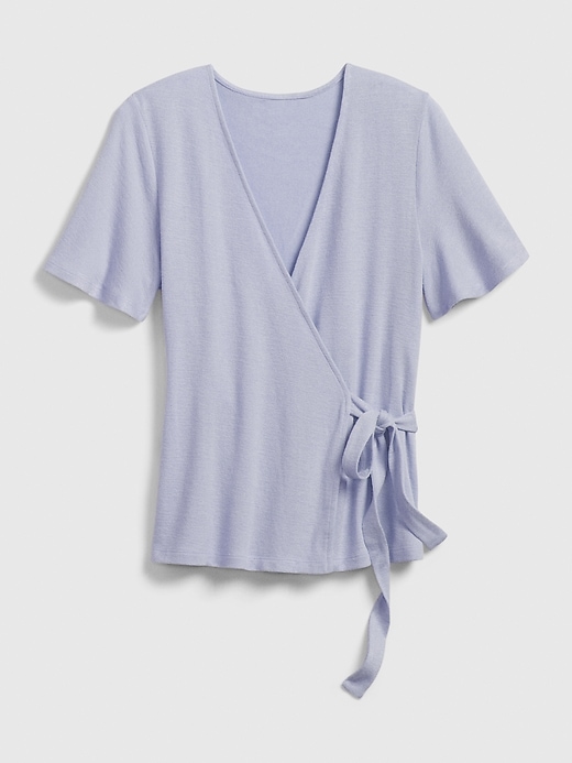 1 of 8 showing, with the color periwinkle blue of product Wrap-Front Top