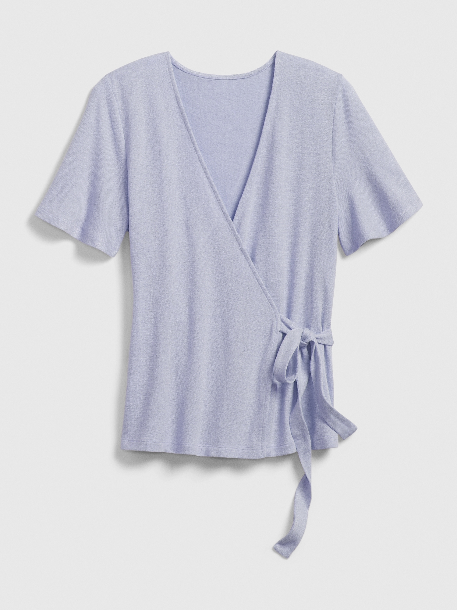 wrap front short sleeve top