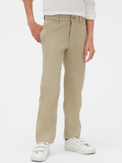1 of 8 showing, with the color khaki of product Kids Uniform Relaxed Fit Khakis with Gap Shield