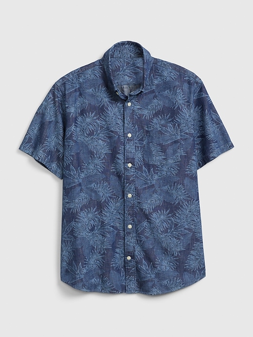 1 of 8 showing, with the color indigo floral of product Stretch Poplin Shirt
