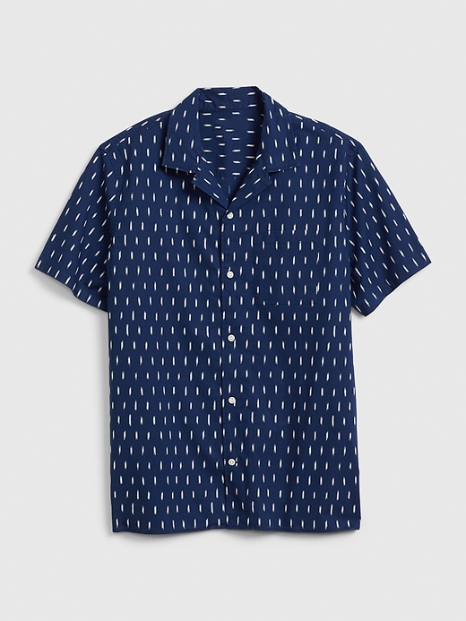 1 of 8 showing, with the color navy ikat print of product Resort Poplin Shirt