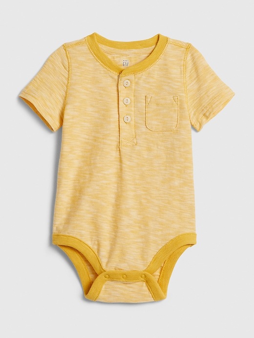 View large product image 1 of 1. Baby Short Sleeve Henley Bodysuit