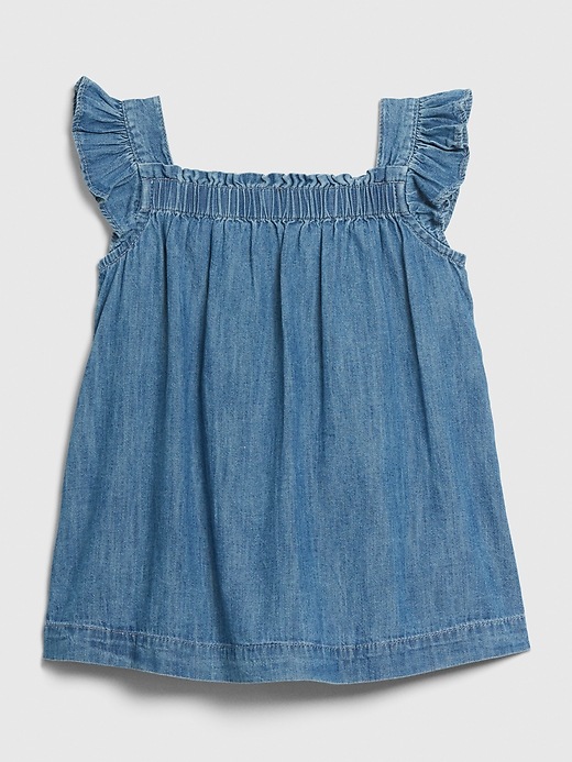 View large product image 1 of 1. Baby Denim Flutter Dress