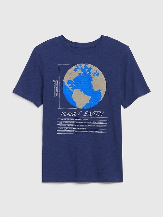 2 of 8 showing, with the color military blue of product Kids Flippy Sequin T-Shirt