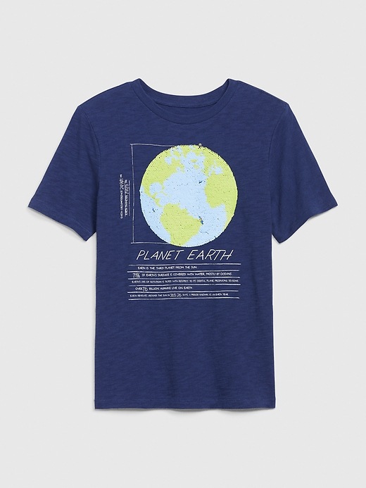 1 of 8 showing, with the color military blue of product Kids Flippy Sequin T-Shirt