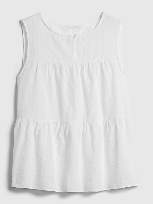 1 of 8 showing, with the color optic white of product Sleeveless Tiered Top