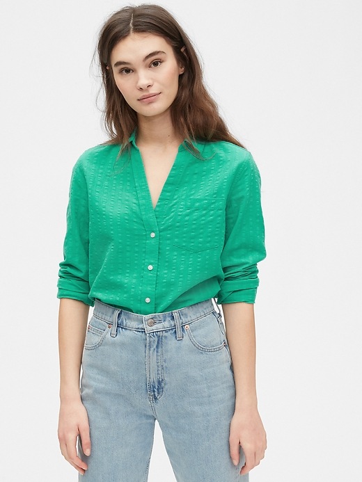 1 of 8 showing, with the color siren green of product Perfect Shirt
