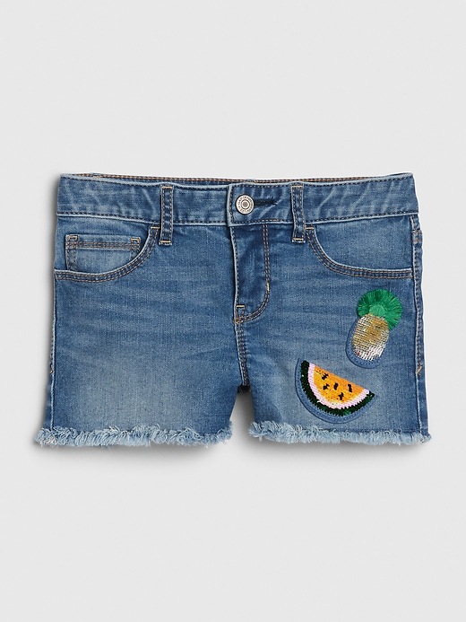 1 of 8 showing, with the color medium indigo of product Kids Flippy Sequin Shortie Shorts