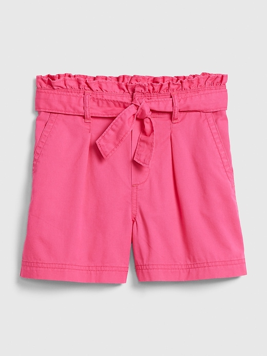 1 of 8 showing, with the color bright pink neon of product Kids Paperbag-Waist High Rise Shorts
