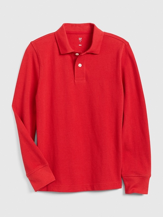 View large product image 1 of 1. Kids Long Sleeve Polo T-Shirt