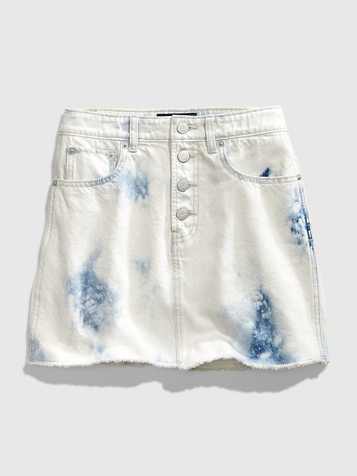 1 of 8 showing, with the color tie dye indigo of product Teen Tie-Dye Denim Mini Skirt
