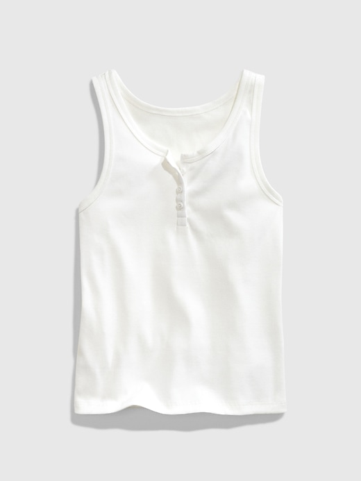 1 of 8 showing, with the color new off white of product Teen Cropped Henley Tank Top