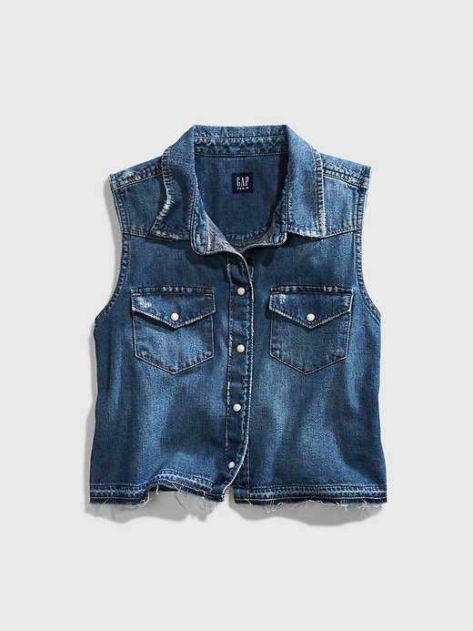View large product image 1 of 1. Teen Cropped Denim Shirt