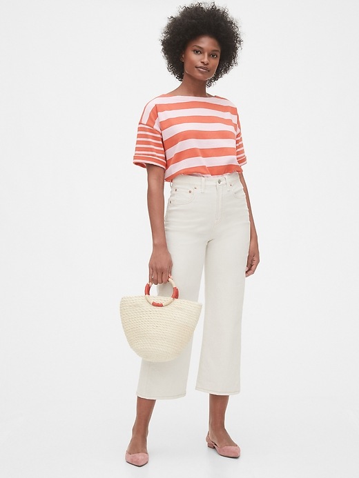 Tシャツ・カットソー No.1130 C stripe loose T (4color) Striped T-shirt in ribbed fabric - Black | SCAYLE