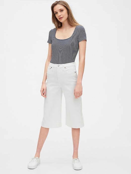 Image number 1 showing, High Rise Culotte Jeans