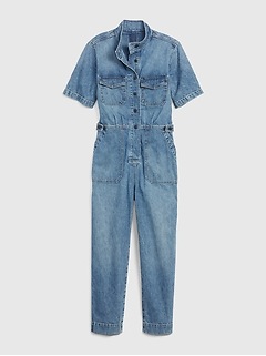 relaxed denim overalls gap