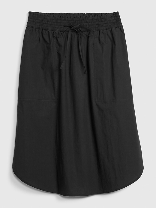 1 of 8 showing, with the color true black of product Pull-On Skirt in Poplin