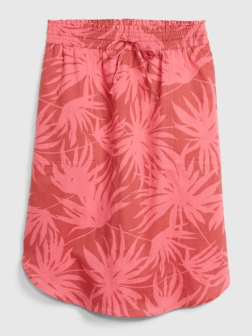 1 of 8 showing, with the color pink palm print of product Pull-On Skirt in Linen-Cotton