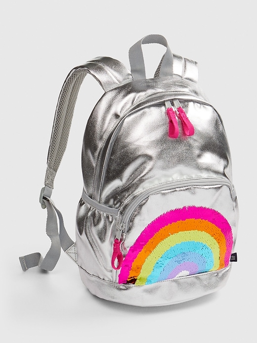 Image number 1 showing, Kids Flippy Sequin Graphic Rainbow Junior Backpack