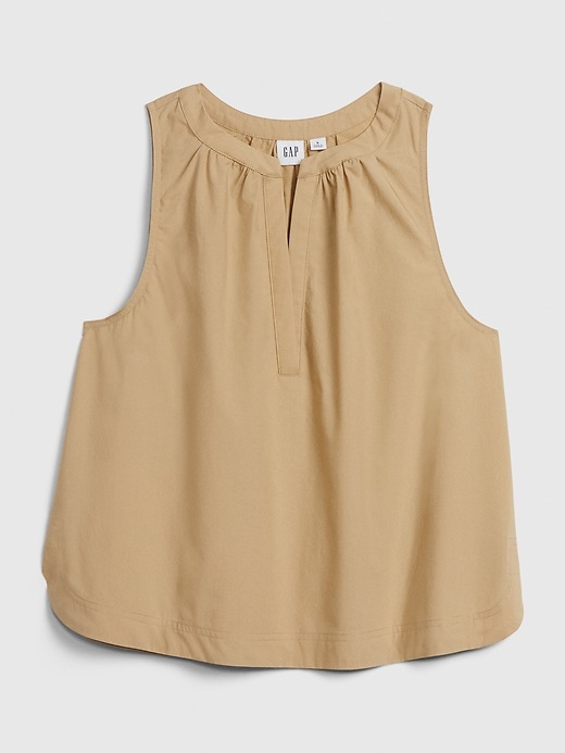 1 of 8 showing, with the color beige sand of product Sleeveless Top in Poplin