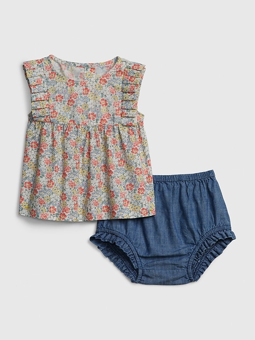 View large product image 1 of 1. Baby Floral Ruffle Outfit Set