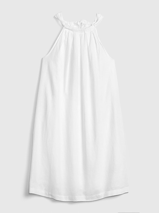 View large product image 1 of 1. Tie-Back Sleeveless Halter Dress in Linen-Cotton
