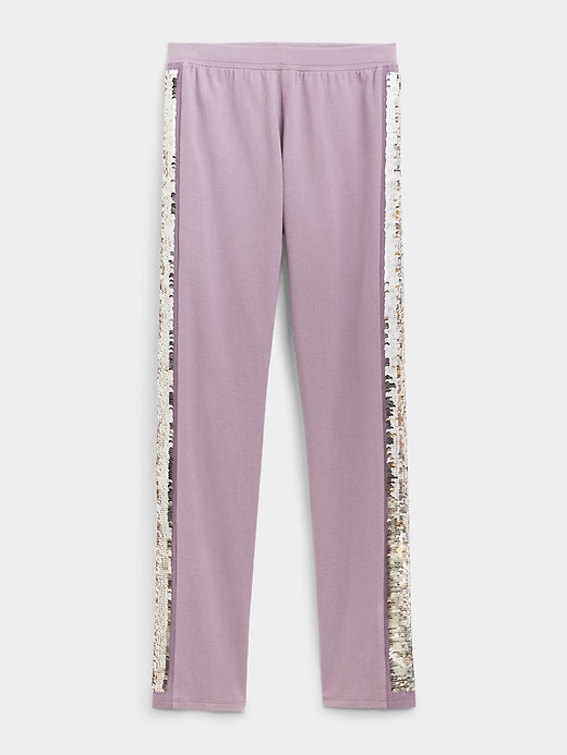 2 of 8 showing, with the color purple of product Kids Flippy Sequin Panel Leggings