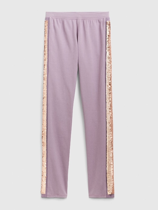 1 of 8 showing, with the color purple of product Kids Flippy Sequin Panel Leggings